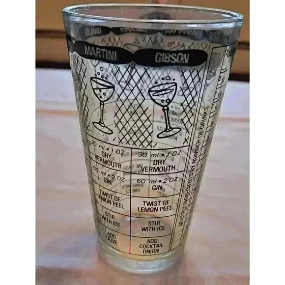 Vintage Irvinware USA Glass w/ Black Recipes Drink Cocktail Shaker Bar Mixer - Picture 7 of 10